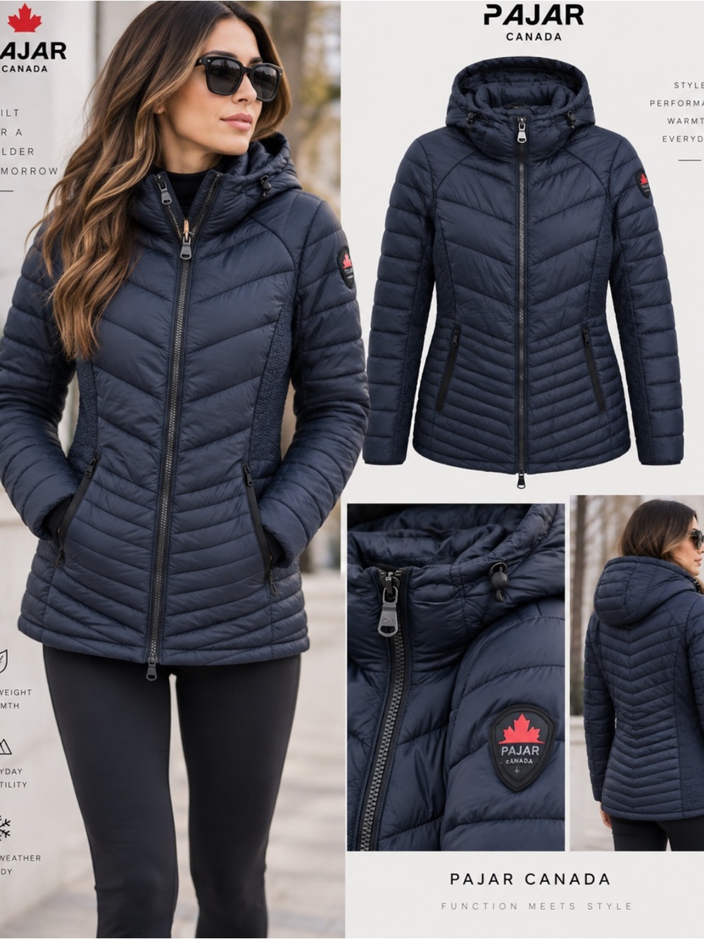 Pajar Women's Dark Navy Quilted Hooded Puffer Jacket